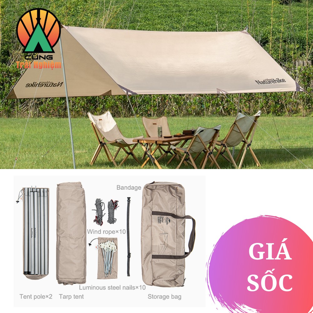 [CHÍNH HÃNG] Tấm Tăng Dã Ngoại Glamping Che Nắng Mưa Cắm Trại CHỐNG NƯỚC NatureHike NH20TM006