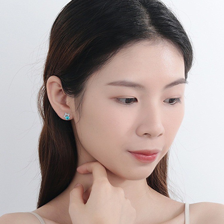 Bông tai sao kép nhỏ xinh, bạc Ý S925 - HT267