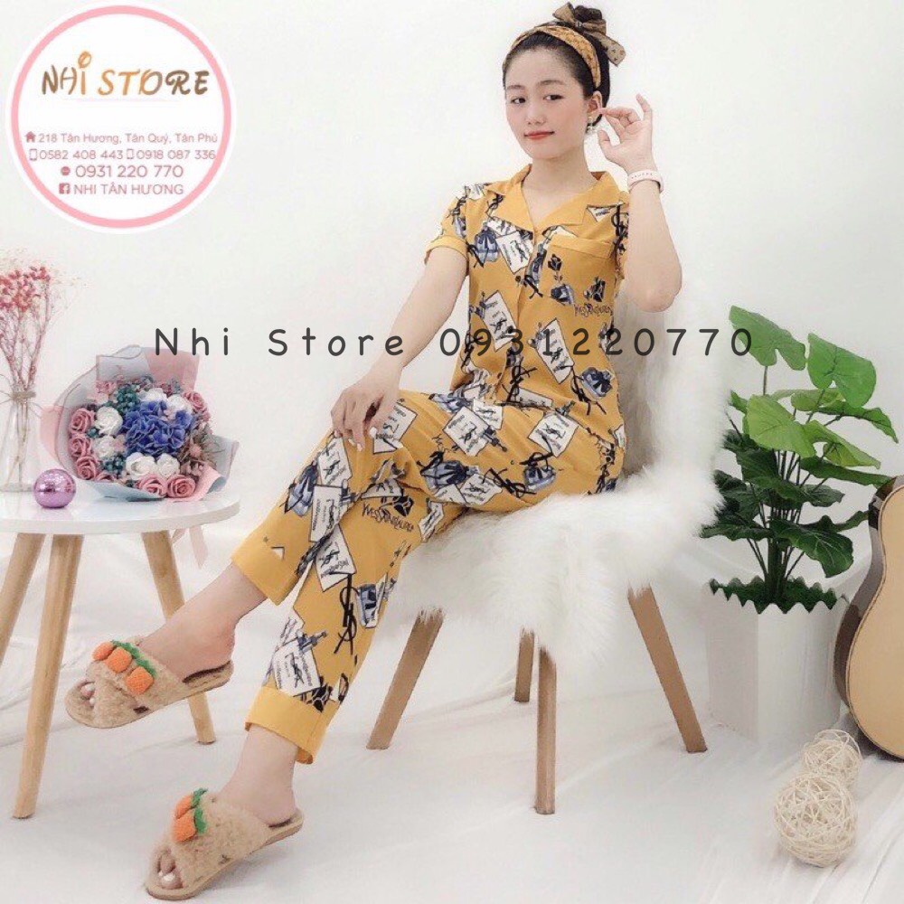 [FREESHIP 50K] ĐỒ BỘ MẶC NHÀ PIAZAMA LỤA NHISTORE QUẦN DÀI TAY NGẮN HỌA TIẾT  45-75KG