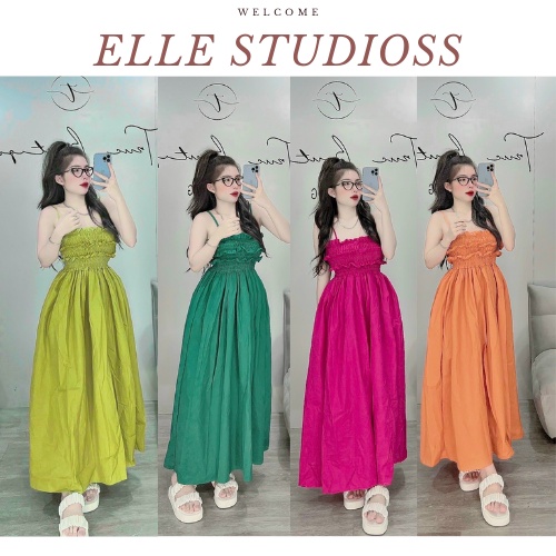 (Tặng bạn mã giảm giá SRMA9068) Đầm maxi hai dây chun bo ngực dáng dài free size nhiều màu