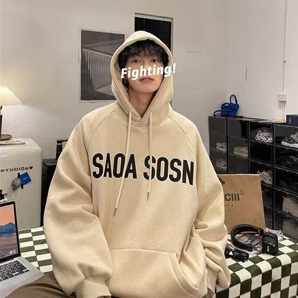 Áo Hoodie Dài Tay Dáng Rộng In Chữ Cá Tính Dành Cho Nam / Size M-5XL