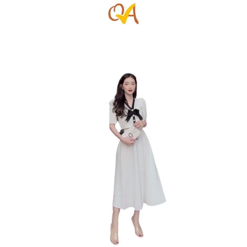 Set váy nữ thời trang dạo phố, công sở QAG, chân váy phối với áo croptop cổ tim độc đáo, set đồ nữ trắng xinh xắn
