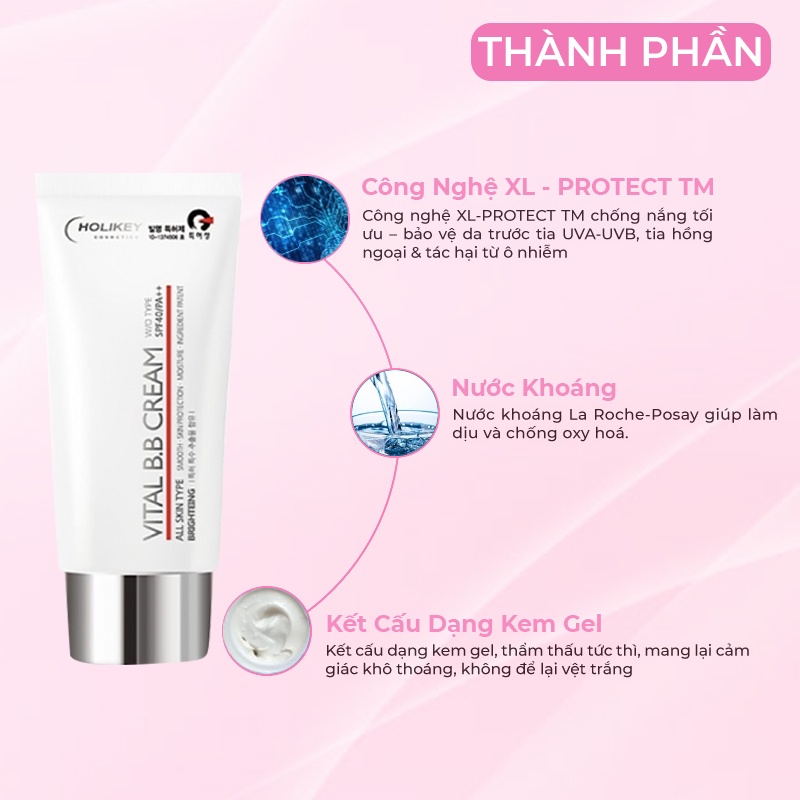 Kem Chống Nắng Nâng Tone HOLIKEY Hàn Quốc Vita Sun Cream W/OTYPE SPF50/PA++++ Giúp Bảo Vệ Da Và Ngăn Ngừa Lão Hóa 70ml