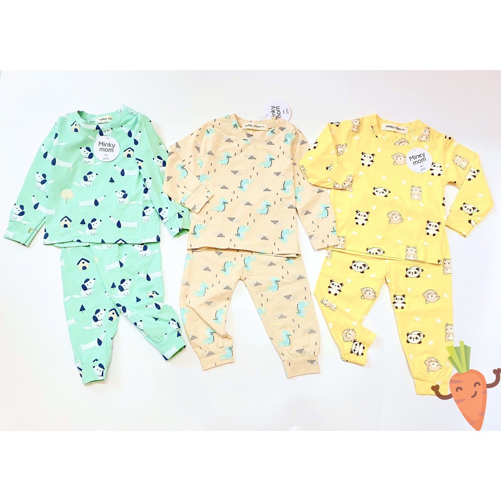 SALE!!! Bộ Dài Tay Cotton Minky Mom Họa Tiết Cầu Vồng - Gấu Trúc - Khủng Long Dễ Thương Cho Bé MKM08