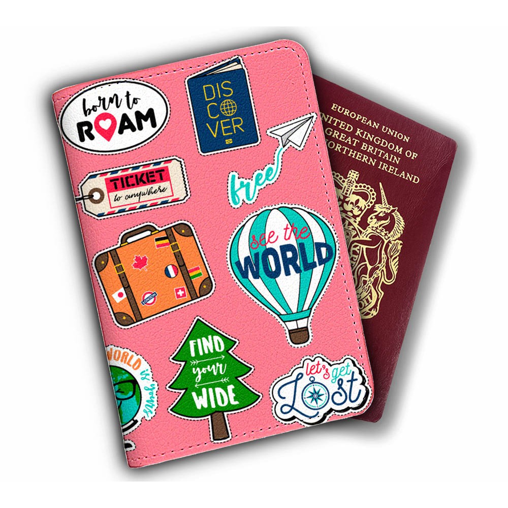 Ví Đựng Passport Du Lịch STICKERS TRAVEL Siêu Cute - Bao Da Hộ Chiếu Cover Sắc Màu Thiết Kế ĐẸP - ĐỘC - ĐƠN GIẢN - LT002