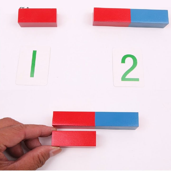 Bộ gậy số kèm thẻ bản gia đình - Number Rods- Giáo cụ Montessori