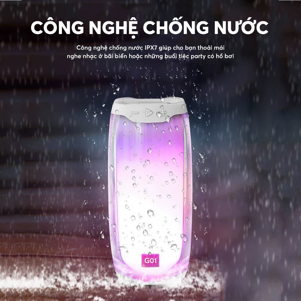 Loa blutooth mini GrownTech  Pulse 4, công suất 20W chống nước âm thanh phát theo nhạc 360 độ đèn led