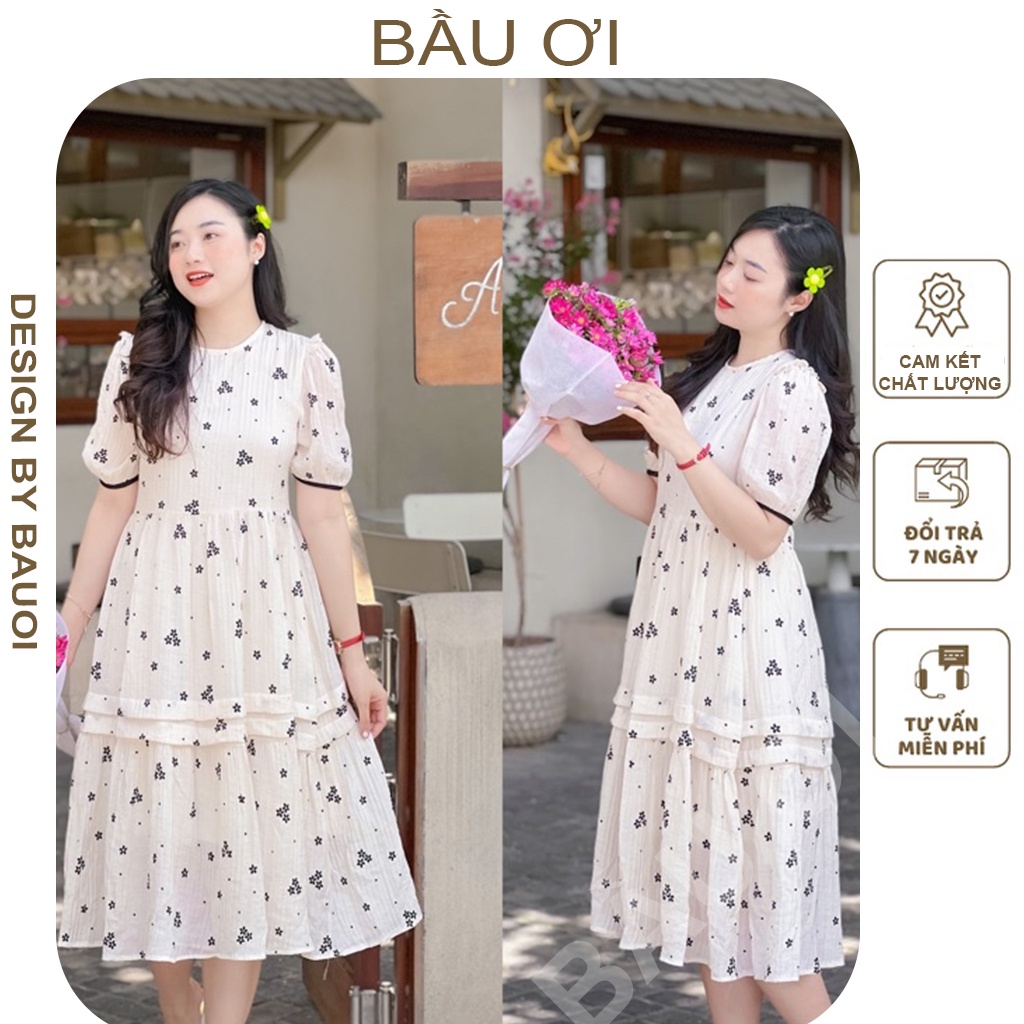 [BAUOI V05] ĐẦM BẦU CÔNG SỞ HÀNG THIẾT KẾ HỌA TIẾT HOA ĐEN ĐẸP SANG CHẢNH ĐI LÀM ĐI CHƠI ĐI TIỆC ĐỂU ĐẸP - VÁY BẦU XINH