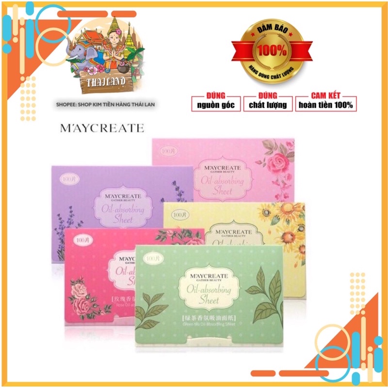 BỊCH 100 MIẾNG GIẤY THẤM DẦU MAYCREATE NỘI ĐỊA TRUNG