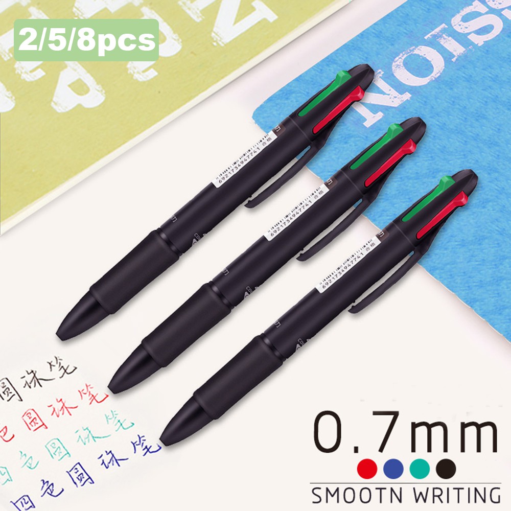 Set 2/5/8 bút bi 4 màu ngòi 0.7mm tiện dụng
