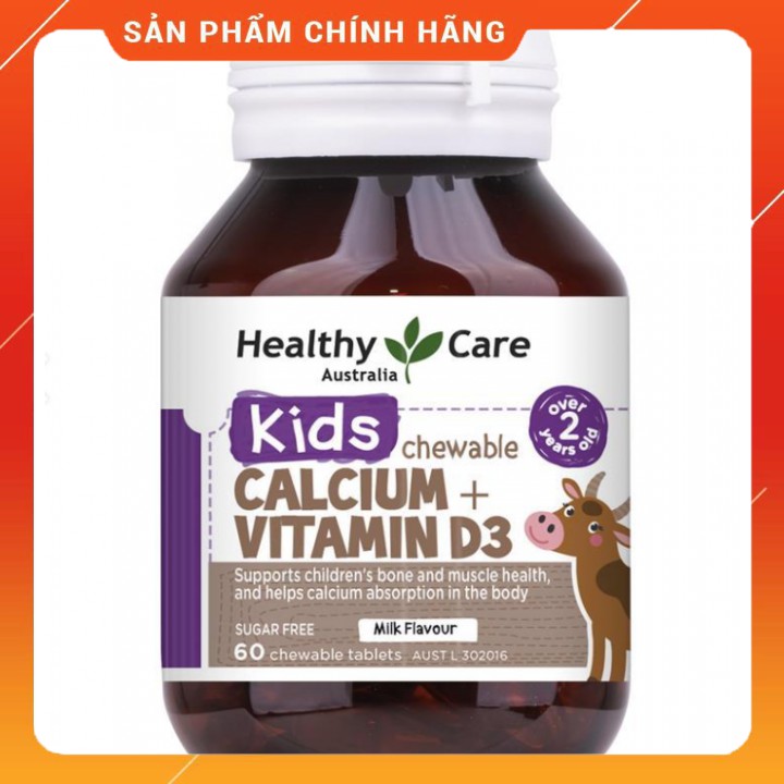Kẹo nhai Canxi Vitamin D3 Healthy Care NEW cho trẻ trên 2 tuổi chính hãng Úc mẫu mới thumbnail