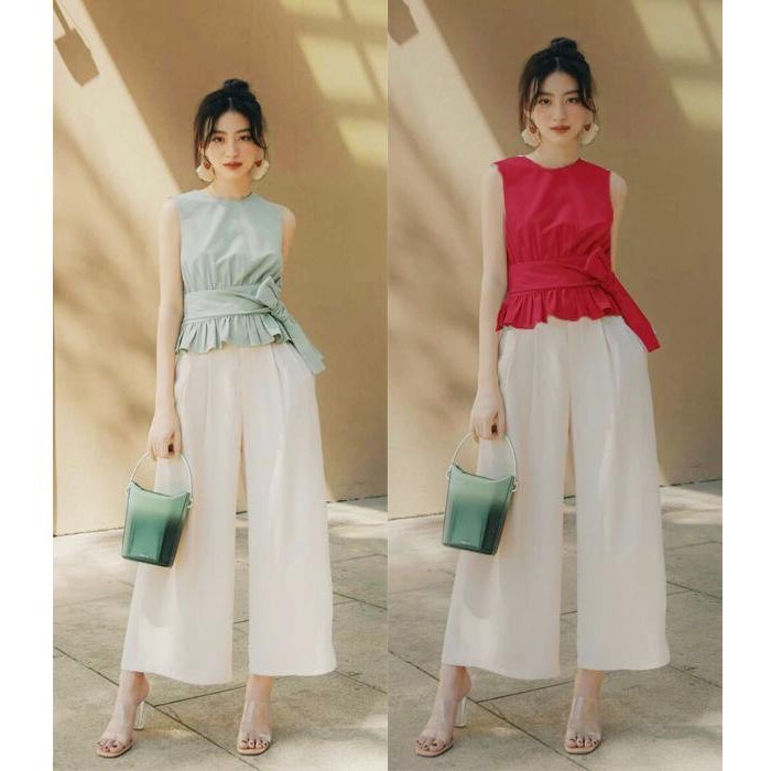 Set quần ống rộng và áo peplum sang chảnh - nhiều size, form dáng chuẩn dễ amcjw đi làm, dạo phố | BigBuy360 - bigbuy360.vn