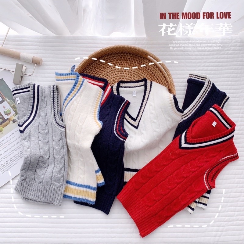 [Ảnh thật] Áo gile len lông cho bé quả trám màu sắc bắt mắt cực đẹp 10-22kg