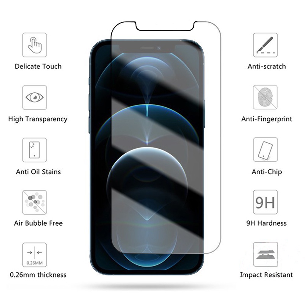 Cho iPhone 14 Pro Max Kính Cường Lực Trong Suốt Bảo Vệ Toàn Màn Hình 0.3mm Cho iPhone 11 12 13 Pro Max 7 8 Plus 0.3mm
