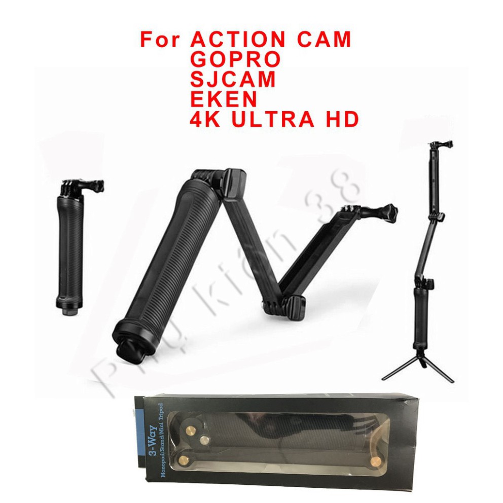 JGY4 MEZ Gậy chụp ảnh 3 khúc dùng cho Gopro, Sjcam 13 JGY4