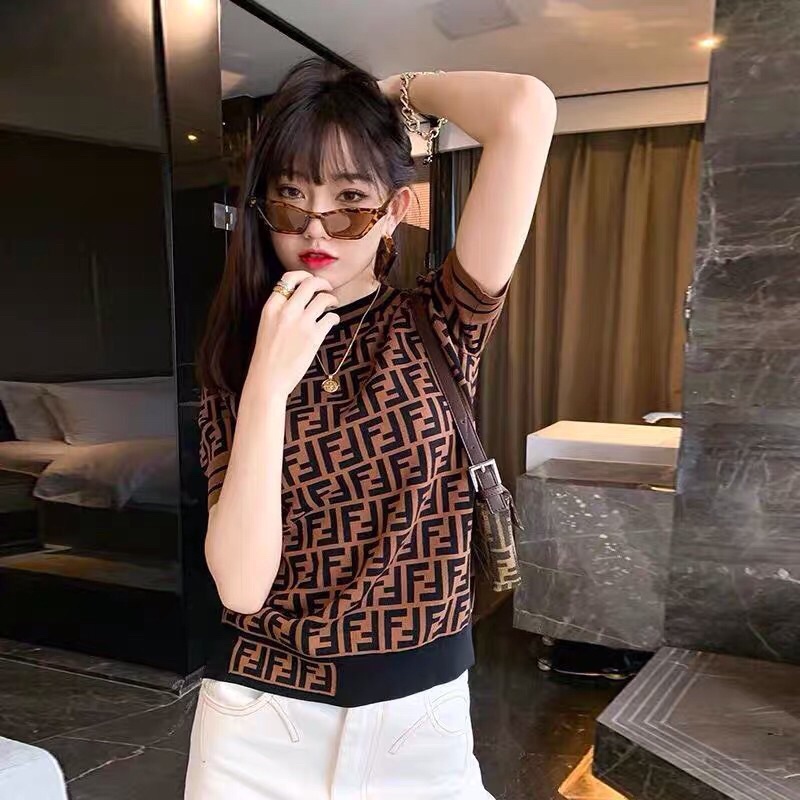 áo len dệt kim tay cộc chữ F (4126#)