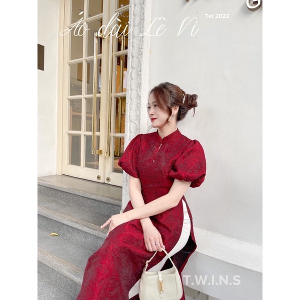 [CHÍNH HÃNG] Áo dài Lê Vi thiết kế by Twins (kèm quần lụa) SALE BLACKFRIDAY