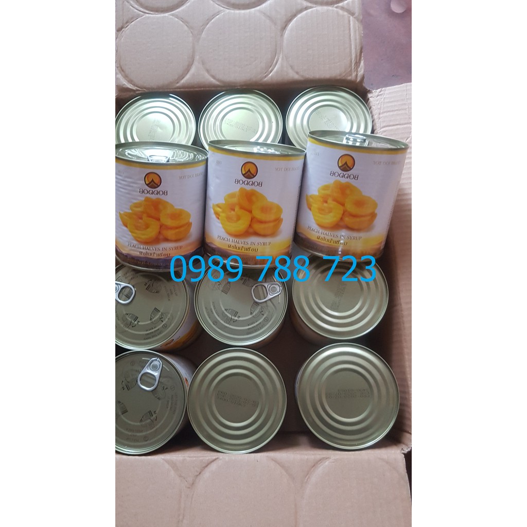 Đào Ngâm Thái Lan Lon 820g cực giòn ngon chuyên làm món trà đào, trang trí bánh, đồ ăn, đồ uống,...