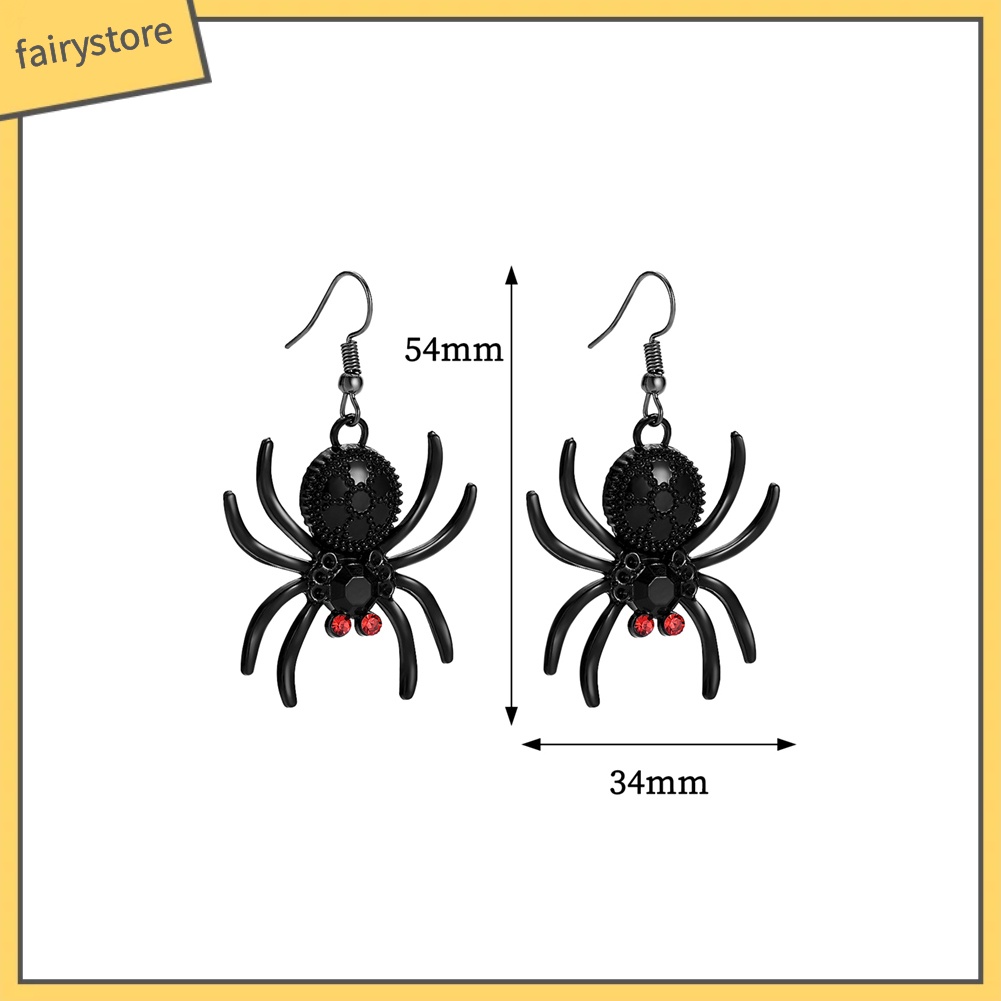 2 Đôi bông tai hình nhện phong cách Gothic cho nữ