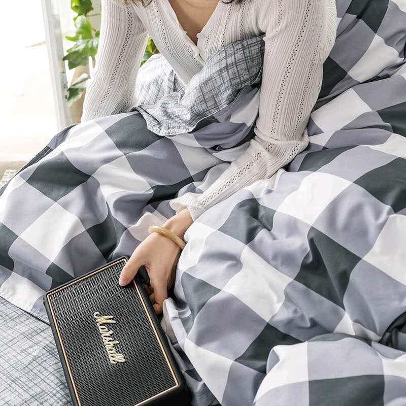 Bộ Chăn Ga Cotton POLY MẪU KẺ TRẮNG ĐENchăn, ga, cotton, ga nệm, chăn ga, cotton poly, chăn nệm, chăn ga gối, bedding️