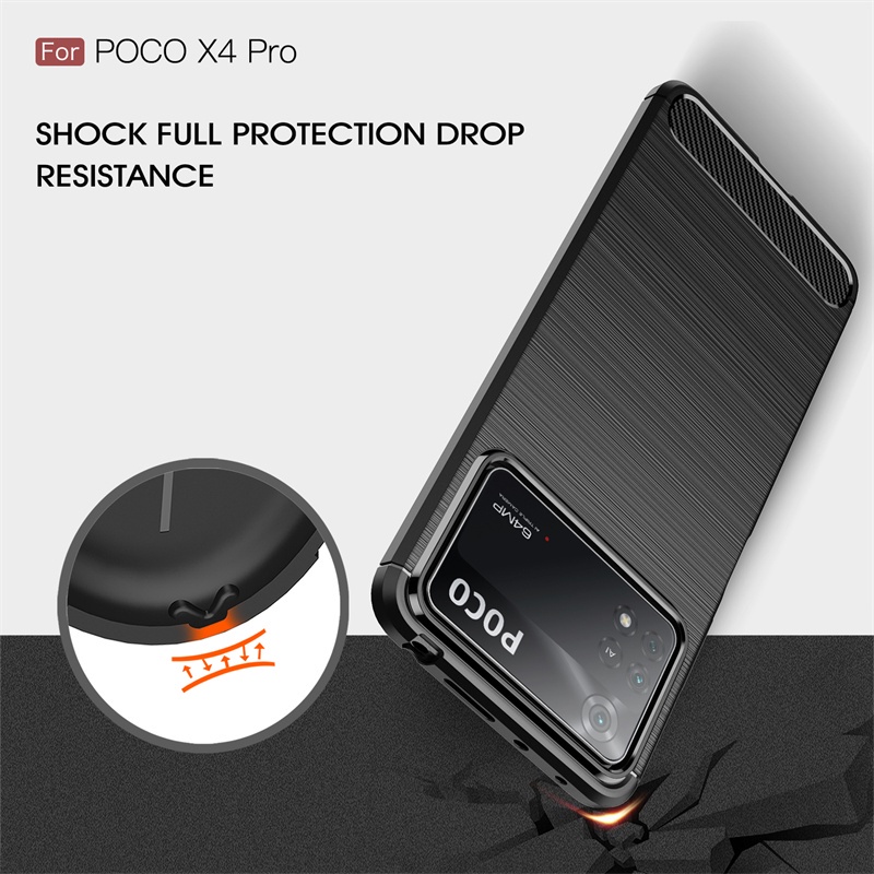 Ốp Điện Thoại Silicon Mềm Phối Sợi Carbon Chống Sốc Siêu Bền Cho Xiaomi Poco X4 Pro M4 Pro 5G