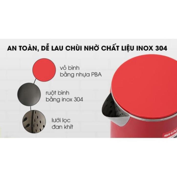 Bình đun siêu tốc Sharp EKJ-10DVPS -RD/BK Inox  304, Dung tích 1Lit- Bảo hành 12 tháng