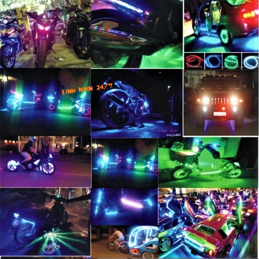 DÂY LED NHIỀU MÀU TRANG TRÍ Ô TÔ - XE MÁY - XE ĐIỆN - DÂY LED TRANG TRÍ XE - ĐỒ CHƠI XE ĐIỆN