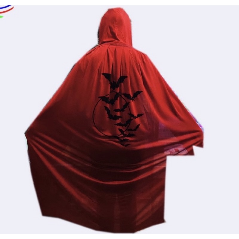 Áo choàng nón Halloween màu đỏ và đen