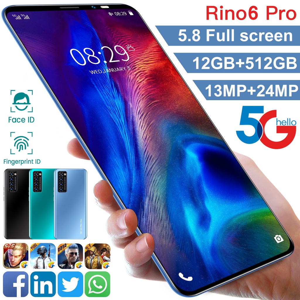 điện thoại Rino6 Pro bán lớn HD smartphone Android màn hình lớn hai SIM 5G Khóa học trực tuyến Khuyến mãi năm 2022 COD