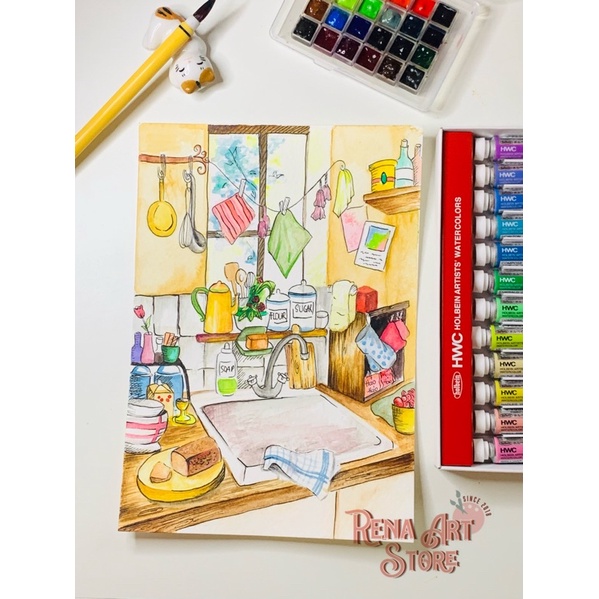 Pocket Holbein set 12/24 màu tặng kèm giấy