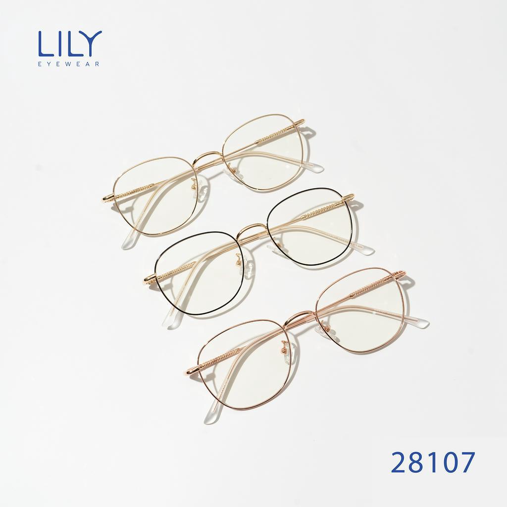 Gọng kính cận nam nữ Lilyeyewear mắt tròn chất liệu kim loại phụ kiện thời trang 2812307