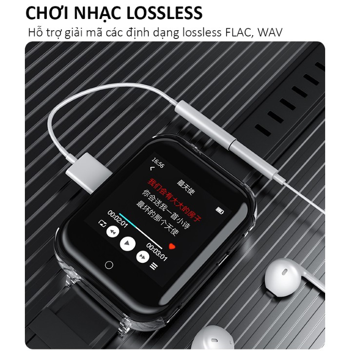 [HÀNG CHÍNH HÃNG] MÁY NGHE NHẠC KIÊM ĐỒNG HỒ THÔNG MINH, MÁY GHI ÂM MÀN HÌNH CẢM ỨNG BLUETOOTH RUIZU M8 BỘ NHỚ TRONG 8GB