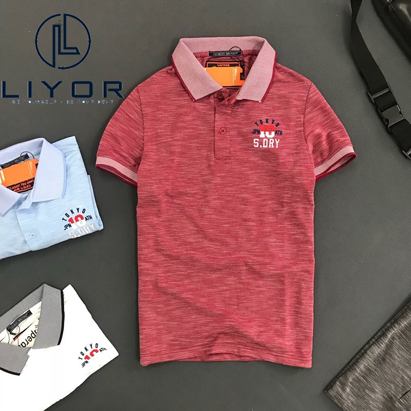 Áo thun nam có cổ thiết kế thêu nổi số 10 mới cao cấp thời trang nam Liyor - TACB4024