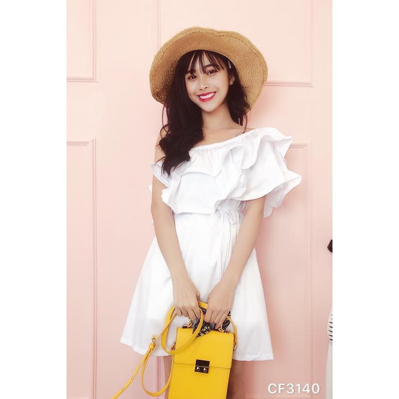 Đầm suông babydoll trễ vai bèo