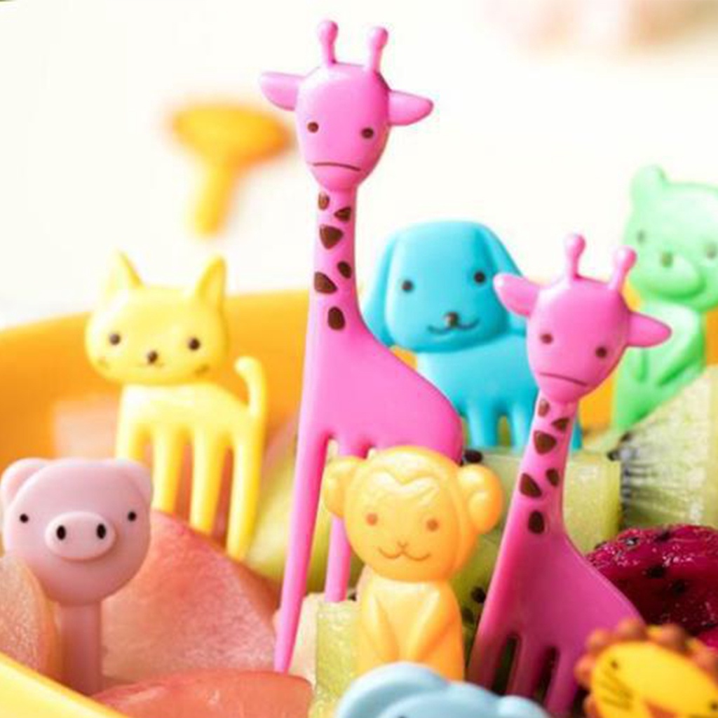 Bộ 20 Cây Gắp Trái Cây / Động Vật / Trái Cây Mini Bằng Nhựa Nhiều Hình Dạng Dễ Thương Cho Bé