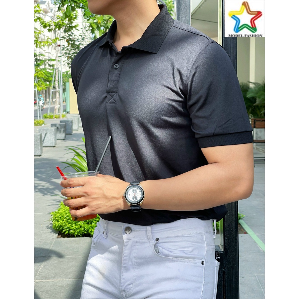 Áo thun polo , áo polo cổ trụ chất thun cá sấu cotton cao cấp .