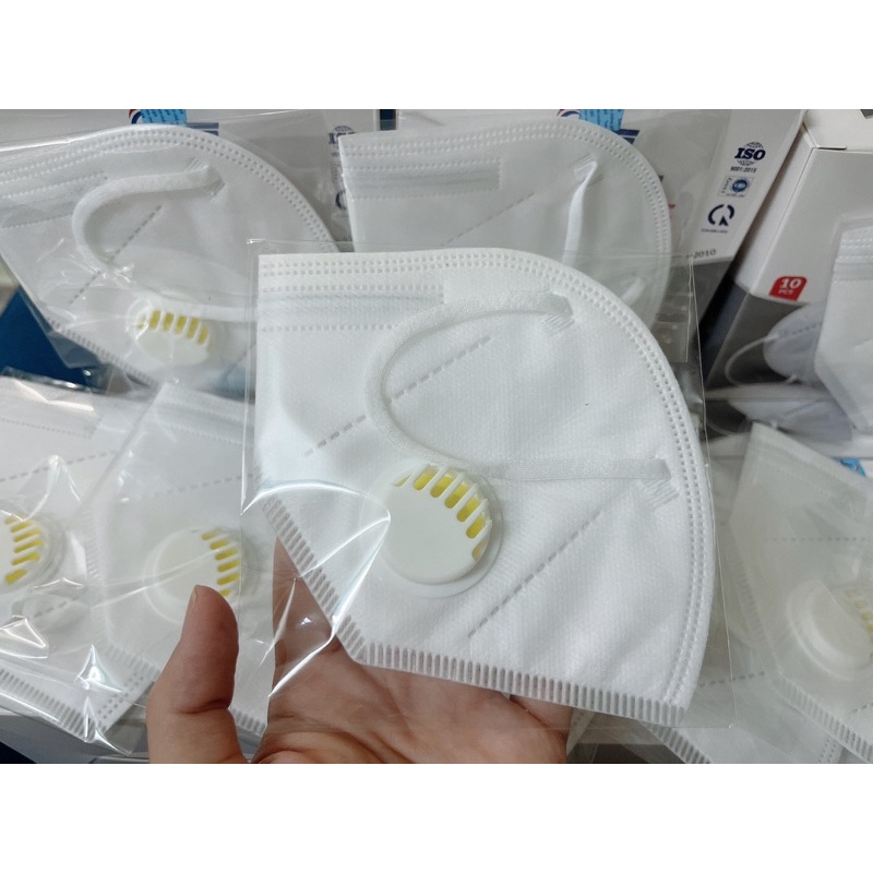 Khẩu trang y tế BUSH TS95 5 lớp có VAN THỞ (1 HỘP) kháng khuẩn ngăn bụi mịn ôm khít mặt và thoáng đẹp - MÀU TRẮNG