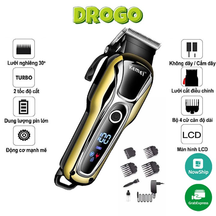 Tông Đơ Cắt Tóc Không Dây Chuyên Nghiệp Kemei KM-1990