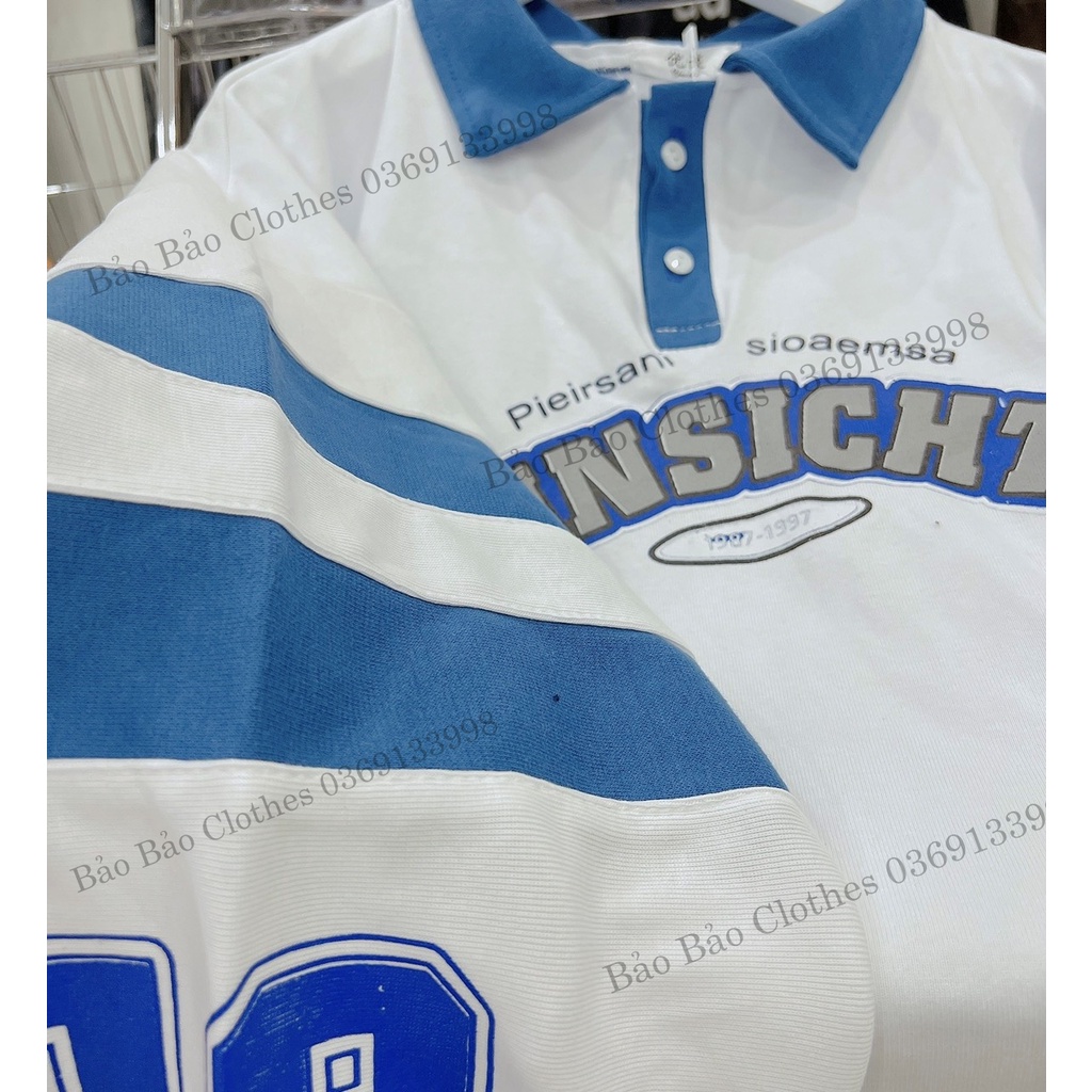 Áo Polo Nỉ Dài Tay Cổ Bẻ Phối Màu Tay Bồng Nam Nữ Vạch Tay Unisex Dáng Rộng