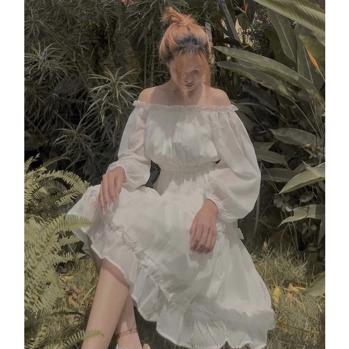 VÁY TRẮNG THIẾT KẾ NHIỀU TẦNG TRỄ VAI*NEW ❌ ĐẦM TRẮNG *NEW | BigBuy360 - bigbuy360.vn