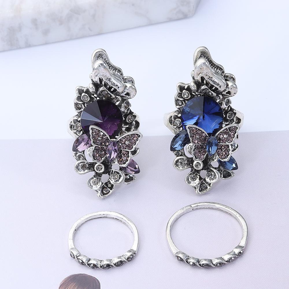 HS (MớI) Nhẫn HợP Kim ĐíNh Đá HìNh BướM Xinh XắN