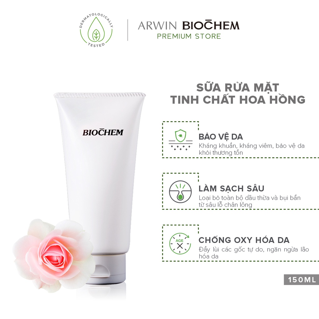 Sữa Rửa Mặt Hoa Hồng Biochem Dành Cho Mọi Loại Da 150g