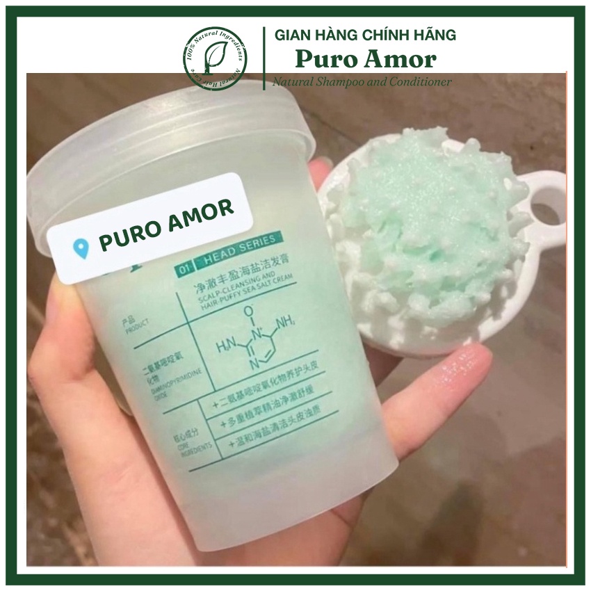 Tẩy tế bào chết da đầu giúp làm sạch da đầu muối tẩy da chết hạn chế gàu hiệu quả PURO AMOR