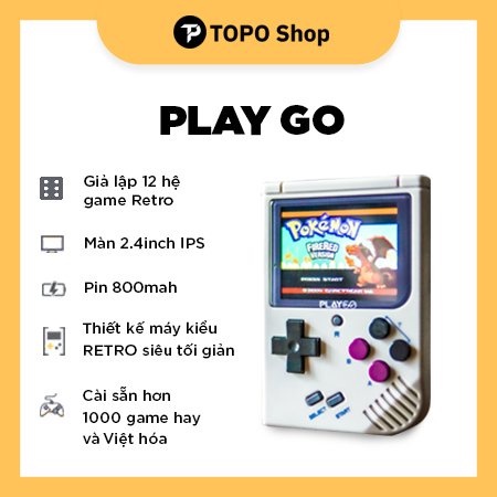 Máy chơi game PlayGo - Giả lập 12 hệ game Retro, màn hình 2.5 inch IPS