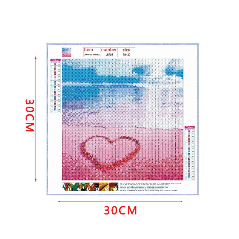 Bộ Tranh Đính Đá 5D Họa Tiết Trái Tim Ở Bãi Biển Độc Đáo DIY Dùng Trang Trí Nhà Cửa