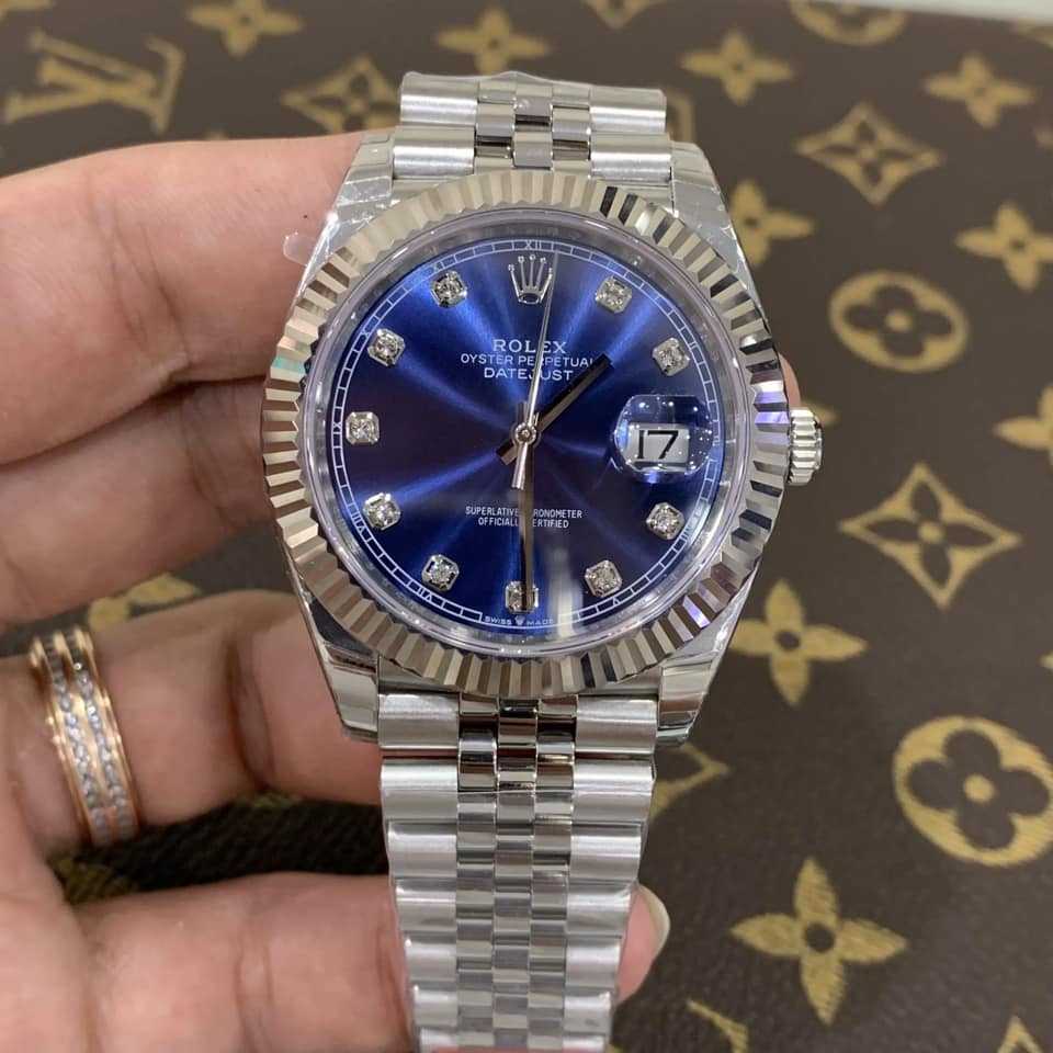 Đồng hồ Nam Rolex máy nhật mặt xanh số đá 41mm dòng cơ Automatic