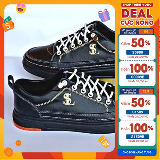 Giày thể thao nam sneaker da bò,giày da nam nâng chiều cao đế cao su non siêu mềm
