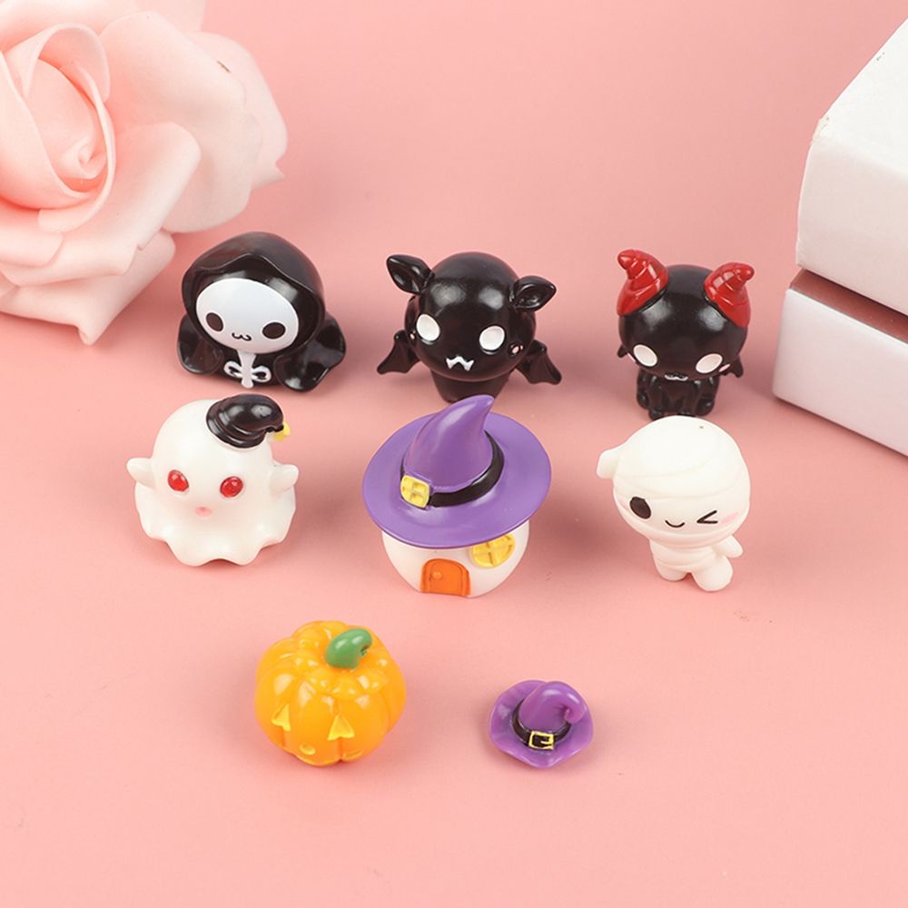 Tượng nhựa resin mini hình quả bí ngô/ dơi/ nhện dễ thương dùng trang trí nhà cửa dịp Halloween