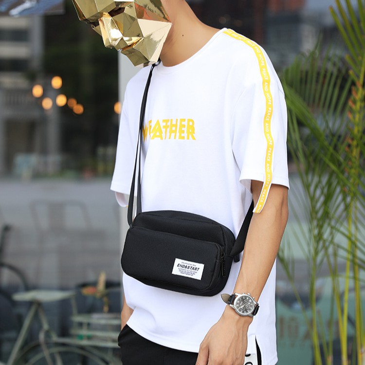 Túi Đeo Chéo Thời Trang Nam Hàn Quốc TD04 Túi Messenger Chất Liệu Vải Màu Đen Unisex Phù Hợp Nam Nữ