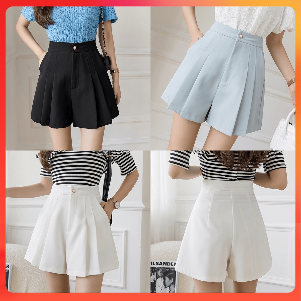 Quần đùi nữ, quần short nữ giả váy phong cách Hàn Quốc thanh lịch, chất kaki Nhật giữ form tôn dáng đủ size 40&gt;68KG QS17